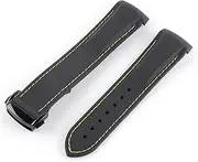 [DAYHOM] 20mm 21mm 22mm Curved End Silicone Rubber Watch Band Fit for Pagani Watch Fit for Huawei Fit for GT2 Magic Watch 2 Fit for Honor Fit for Samsung Galaxy Watch S3 S4(Black Yellow 2)