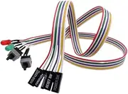 Computer Case Power Reset Cable with LED Indicators, Dual Switch Power Line, Green and Red Lights (Line Length is 60CM.)