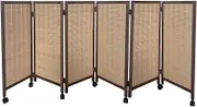 4/5/6/7/8 Panel Short Partition,Freestanding Folding Creen,Solid Wood Frame Hand Woven,for Kindergarten Bedroom Studio(100x40cm-6panel)