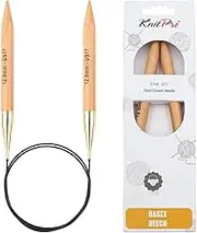 KnitPro 120 cm x 12 mm Basix Fixed Circular Needles, Birch