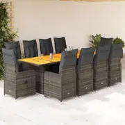 Garden Bistro Set with Cushions Table and Chairs Dining Set Poly Rattan vidaXL