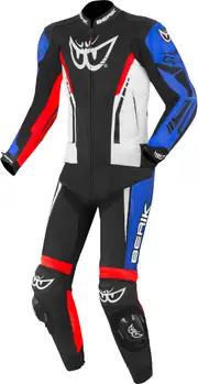 Berik Monza Two Piece Motorcycle Leather Suit, black-white-red-blue, Size 54 for Men Black White Red Blue