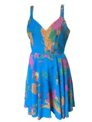 Liza Luxe Novelty Mao Print Fit and Flare Dress Size Med