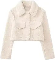 [Generic] Women Vintage Faux Fur Jackets Solid Turn-Down Collar Long Sleeve Warm Coat Chic Winter Outwear