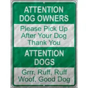 Attention Dog Owners Attention Dogs Parking Sign 9 X 12