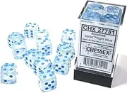 Chessex Borealis 16mm d6 Icicle/Light Blue Luminary Dice Block (12 dice) (27781)