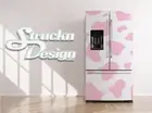 Pink Spotted Cow White Background Fridge Freezer Wrap Side Door Vinyl Decal