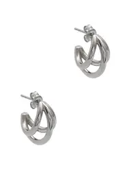 Kenneth Jay Lane Triple Sterling Silver Hoop Earrings ONE SIZE