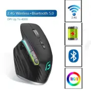 Bluetooth +2.4G Wireless Mouse Rechargeable 12 Colors RGB LED Gaming Mouse