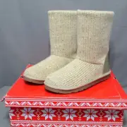 ARIZONA womens pull on flat sequins mid calf SLEET boots size 9 M natural NEW
