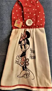 NEW*Handmade "Yoo Hoo Minnie Mouse!" Hanging Kitchen Hand Towel #3119