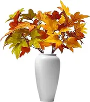 Artificial Maple Leaves - Halloween Garland for Mantle | Faux Silk Foliage for Home Kitchen Thanksgiving Table Centerpiece Fireplace Halloween Festival D?cor Orange Borato