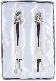 Silver Baby Fork and Spoon Gift Set Newborn Keepsake Christening Gift Boy Girl