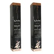 NYX Sculpt & Highlight Brow Contour, SHBC03 Soft Brown/Rose, 2 Pack