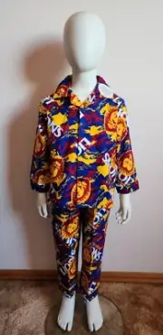Brisbane Lions Logo AFL Boys Camo Printed Flannel Pyjama Set Size 5 New