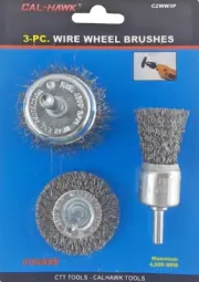 3PC Wire Wheel/Cup Brushes 1"and 2" Assortment Crimped Metal Grinding 1/4" Shank