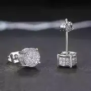 8mm round stud earrings with aaa quality cubic zirconia accents