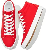 [Rominz] Men's White Canvas Shoes High Top Canvas Sneakers Classic Lace-Up Walking Shoes Light-Weight Soft Casual Shoes Tennis Shoes