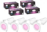 Philips Hue 90mm Smart Downlight (4-Pack) 800 Lumens Bluetooth & Zigbee Compatible Adjustable White & Color Ambiance Works with Alexa Google Home & Apple HomeKit Requires Hue Bridge for Full Features