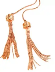 AUTH NEW Henri Bendel Rose Gold Tassel Lariat Necklace CZ Crystal Dustbag