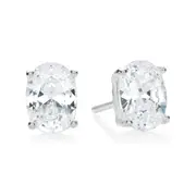 Sterling Silver 7x5mm Oval Cut Cubic Zirconia Stud Earrings