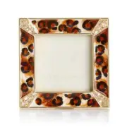 Jay Strongwater Leland Pave Corner 2" Square Frame - Leopard Spotted