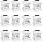 Pack of 12 Aeyanzz Fence Post Crackle Glass Solar Post Cap 2 Modes Lights, White