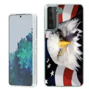 (USA Flag Eagle)Rugged TPU phone case cover(Clear)for Samsung Galaxy S21+ Plus