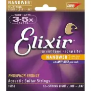 Elixir Guitar Strings Nanoweb Phosphor Bronze 12-StringLight 10 -47