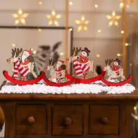 在飛比找ETMall東森購物網優惠-圣誕節裝飾品木質搖擺木馬老人雪人幼兒園兒童小玩具禮品圣誕禮物
