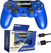 GameNext Blue Wireless Controller for P-S4, Blue 1000mAh Battery and 3.5mm Audio Jack, V2 Gamepad Joystick Compatible with PS4/Slim/Pro and Windows PC!