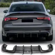 REAL CARBON fiber Rear Bumper Diffuser Lip Spoiler Fit For Audi A3 S3 RS3 17-20