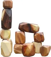 Wooden Balancing Blocks: Meditative Educational Sensory STEM Toy Stacking Game Wood Balance Rocks Set (Tum ISHI) Montessori with Cotton Bag