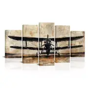 KLVOS Large Airplane Wall Art Vintage Propeller-driven Aircraft Canvas Pictur...