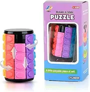 Rotate and Slide Puzzle,Fidget Toys Restore and Create,Fidget Slider Open Cover for Quick Play,Brain Teaser,Sensory Toys,Educational Toys (8 Colors,5 Layers)