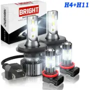 For Smart Fortwo 2016-2018 4X 6500K LED Headlight High/Low Beam+ Fog Light Bulbs