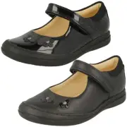 Girls Clarks Butterfly Detailed School Shoes Scooter Daisy