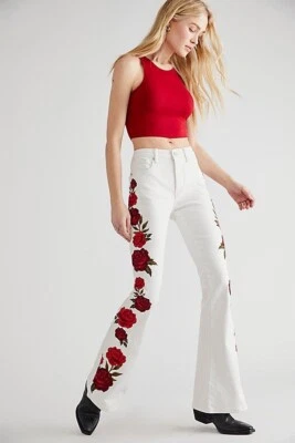 Free People Free People x Driftwood Farrah Embroidered Flare Jeans Size 25 $188
