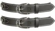 2 Lot Huntley Equestrian Daisy Clipper Children's Black Leather Snaffle Bit Belt