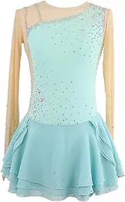 [Zagitova] Figure Skating Dress for Women Graceful Patchwork Girls Competition Dance Outfit with Shiny Rhinestone