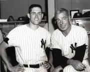 Hall of Famer Joe DiMaggio with Fritz Peterson New York Yankees in- Old Photo
