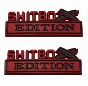 Pair SHITBO(X) EDITION Truck Emblems Car Boat 3D Badge Decal (black/red)