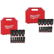 Milwaukee Ratchet and Socket Sets 1/2"+3/8" Drive SAE Deep Well Impact