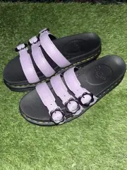 DR MARTENS WOMENS BLAIRE LOW STRAP FLOWER SANDALS SIZE 9 NEW WITH BOX LILAC