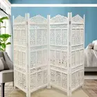 White Folding screen, 4 panel free standing Room divider screen set of 4