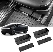 Front Under Seat Storage Box for 2024 Cybertruck Accessories, Organizer Hidden Tray Underseat for Cybertruck with Silicone Pad Interior Accessories(2 Pack)