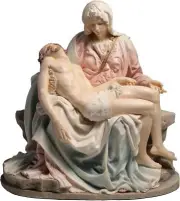 10.63 Inch Pieta and Michelangelo Decorative Figurine, Pink and Blue