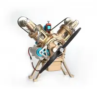 在飛比找蝦皮商城精選優惠-土星文化土星工匠師V2雙缸汽車迷你發動機模型金屬拼裝益智玩具