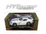 BBURAGO 1:18 GOLD COLLECTION 1997 DODGE VIPER GTS COUPE DIE-CAST WHITE/BLUE 3375