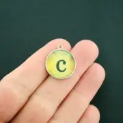 BULK 20 Letter c Alphabet Antique Silver Tone Cabochon Charms - SC6870